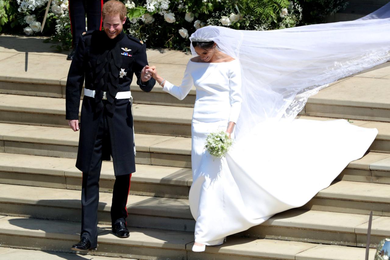 Prince Harry and Meghan Markle leave St George